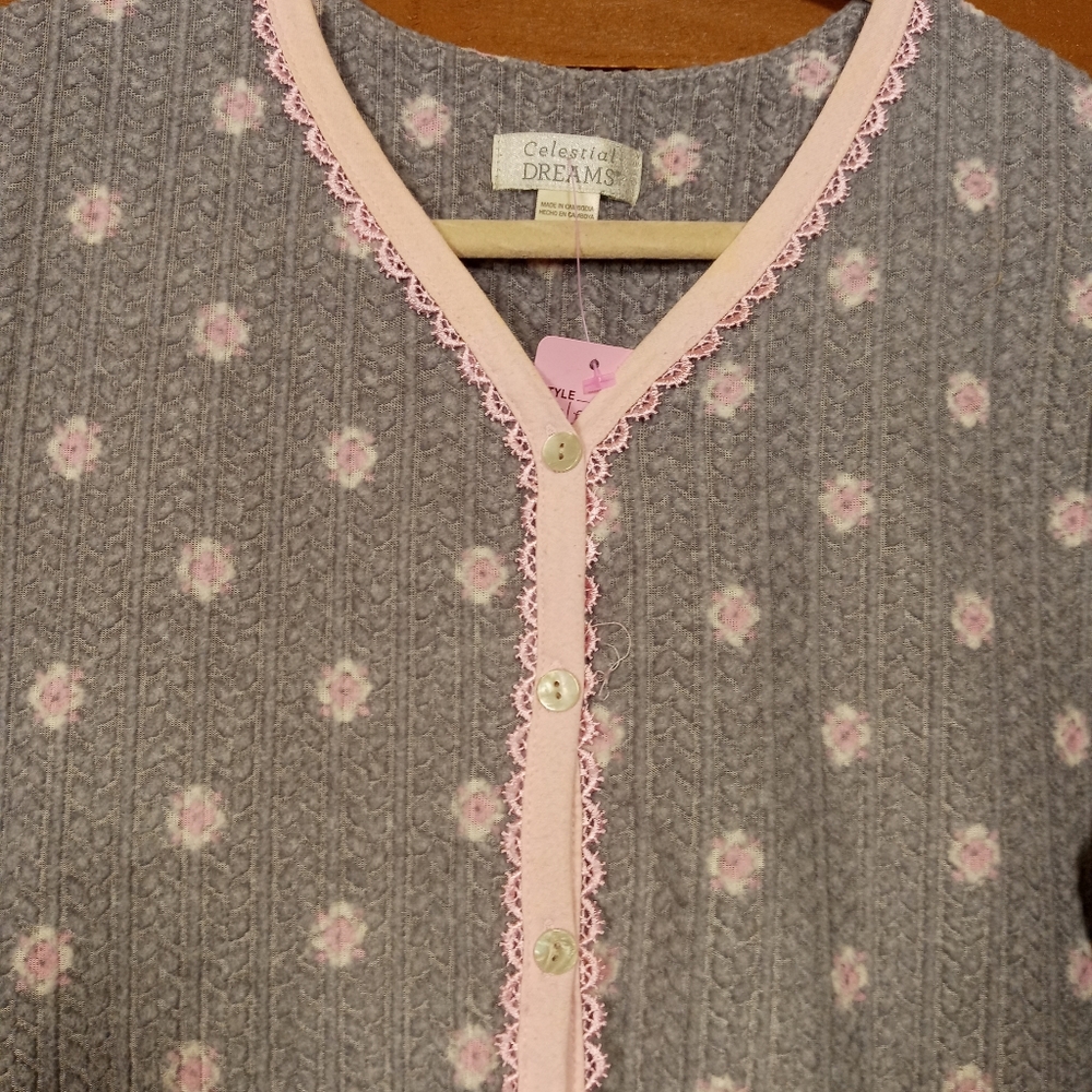 Celestial Dreams Girly Pink & Grey Feminine long Sleeve pajama set - Picture 3 of 9